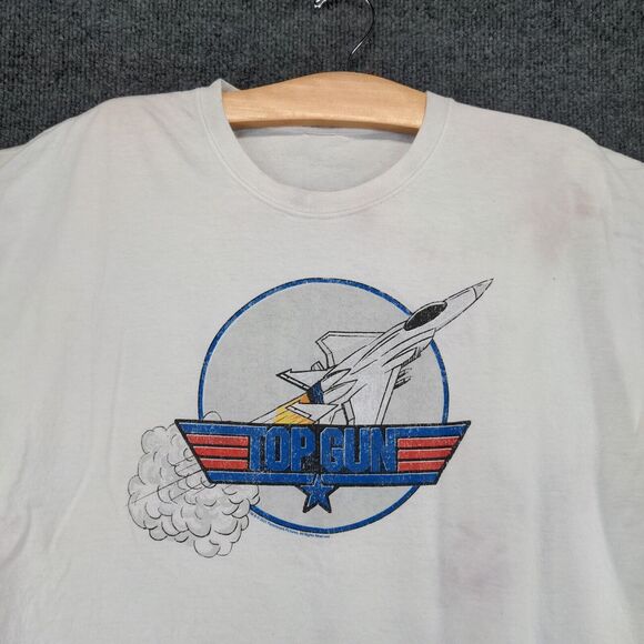 Retro 2021 Top Gun Graphic Print T-Shirt Mens L Short Sleeve White Crew Neck - Picture 4 of 11